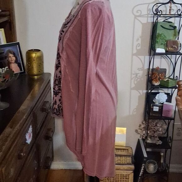 Free People Vintage Embroidered Purple Boho Long Sleeve Top M - Picture 6 of 7